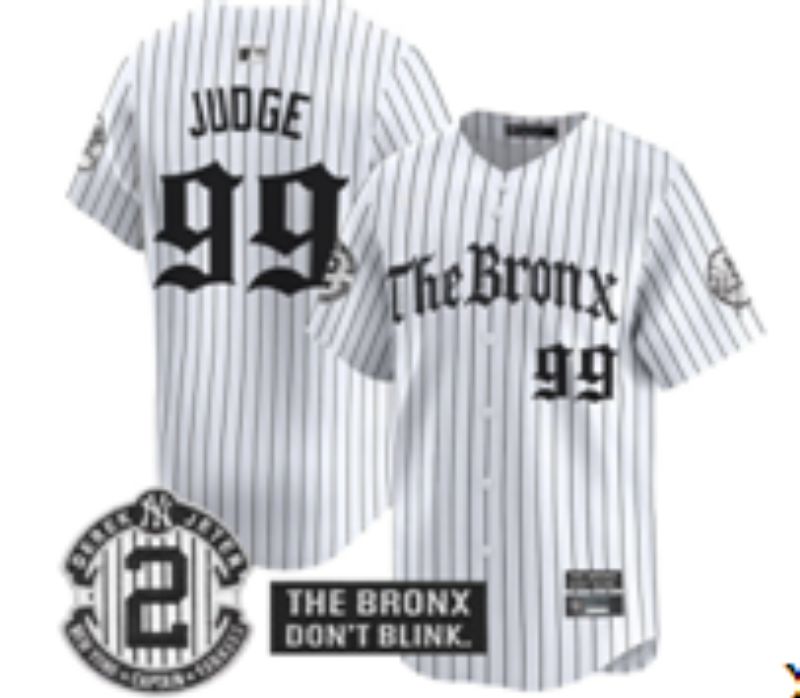 Men 2025 New York Yankees #99 Judge White Stripe Five generations Joint Name Nike MLB Jersey style 02->new york yankees->MLB Jersey